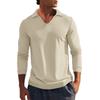 Autumn winter T-shirts American long sleeved men's T-shirt thin cut waffle slim fit lapel polo shirt men