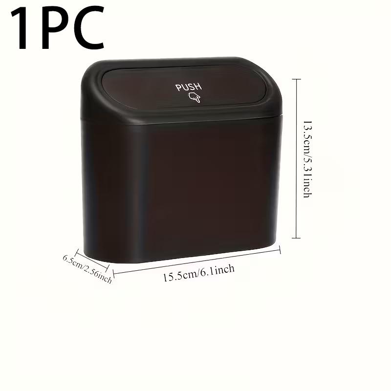 

Open-top car trash can, side-mounted with lid, mini storage bag, easy to clean, durable plastic interior accessory storage box 500mL-1L