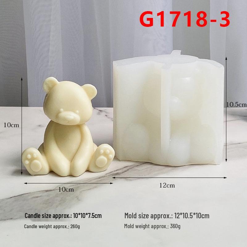 Handmade Creative Sitting Teddy Bear Silicone Candle Mold for Ornament or Aroma Stone Plaster.