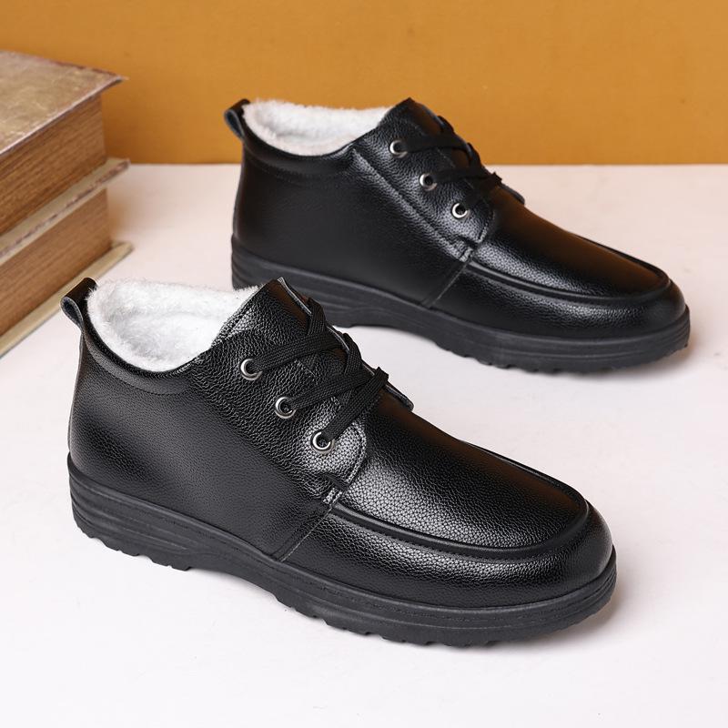 

Мужская модная повседневная обувь, непромокаемая зимняя обувь, зимняя обувь, обувь на плоской подошве, сохраняет тепло, мужская кожаная обувь 44 чёрный