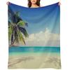 Palm Tree by the Calm Beach Throw Blanket Loose Decorative Beds Sofa Quilt Summer Beddings Blankets