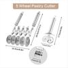 5 Wheel Pastry Cutter, Stainless Steel Dough Cutter Wheel with Handle