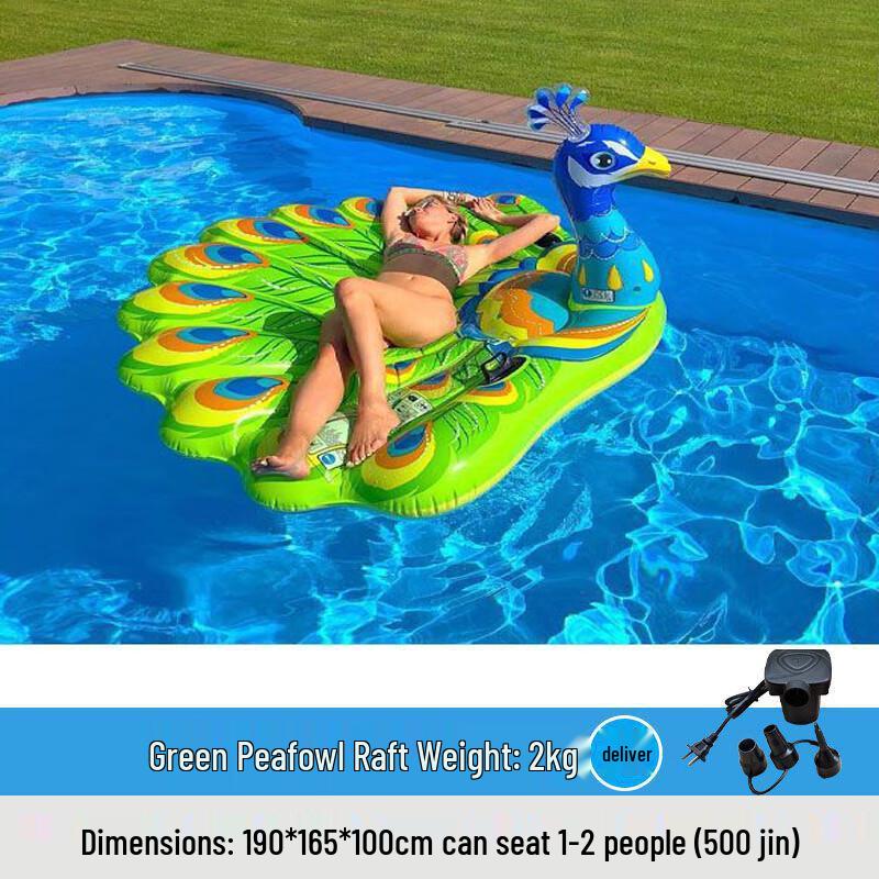 Inflatable Green Peacock Pool Float
