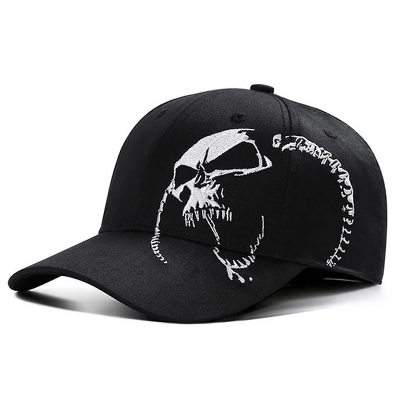 

Unisex Side Skull Pattern Embroidery Baseball Caps Spring And Autumn Outdoor Adjustable Fishing Cap Casual Sunscreen Hats чёрный