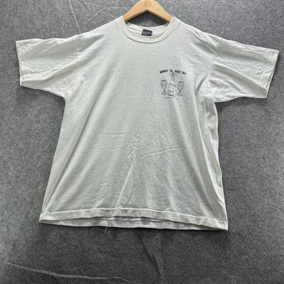 Vintage Screen Stars Best Shirt Mens XL White Mumm Champagne Graphic Tee