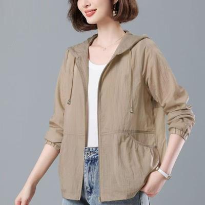 Women's Summer Lightweight Breathable Hooded Sun Protection Jacket Loose Casual Outdoor Coat