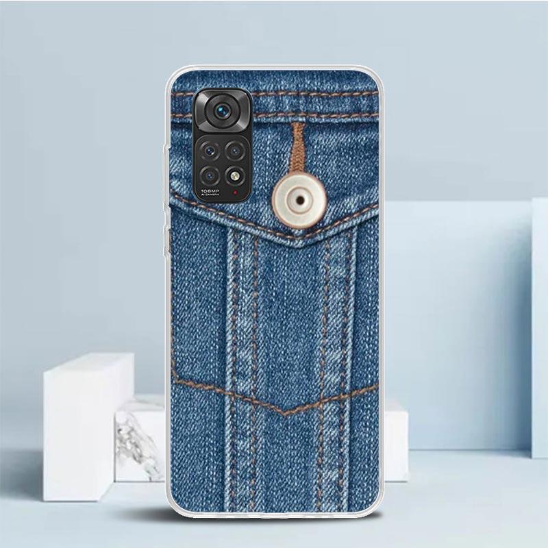 Jeans Cowboy Denim Printed Phone Case For Xiaomi Redmi Note 15 14 14S 13 12S 12 Pro Plus 11S 11 11T 11E 10S 10 + Soft TPU Back C