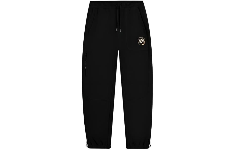 Li Ning Casual Fleece Lined Thermal Elastic Lace Up Elastic Cuff Knitted Sweatpants Men s Black AYKSA19-2 XXL