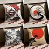 Chinese Ink Painting Style Cushion Cover Reversible Soft Durable Pillow Cover Home  Car MultiScene Use for Daily Comfort