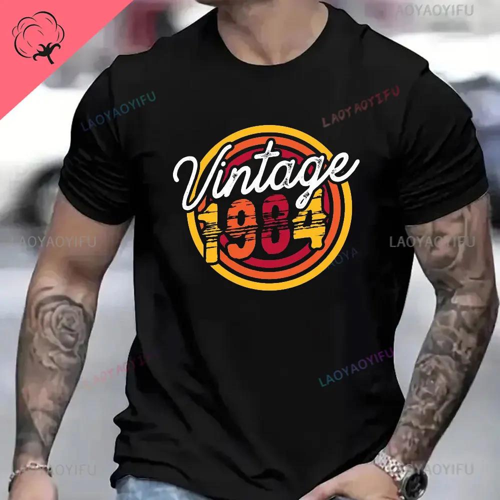 Vintage 1984 Birthday Cotton T Shirts for Men Women Short Sleeve Clothing Retro Tshirts Born in 1984 Clothes for Men Tops Tee
