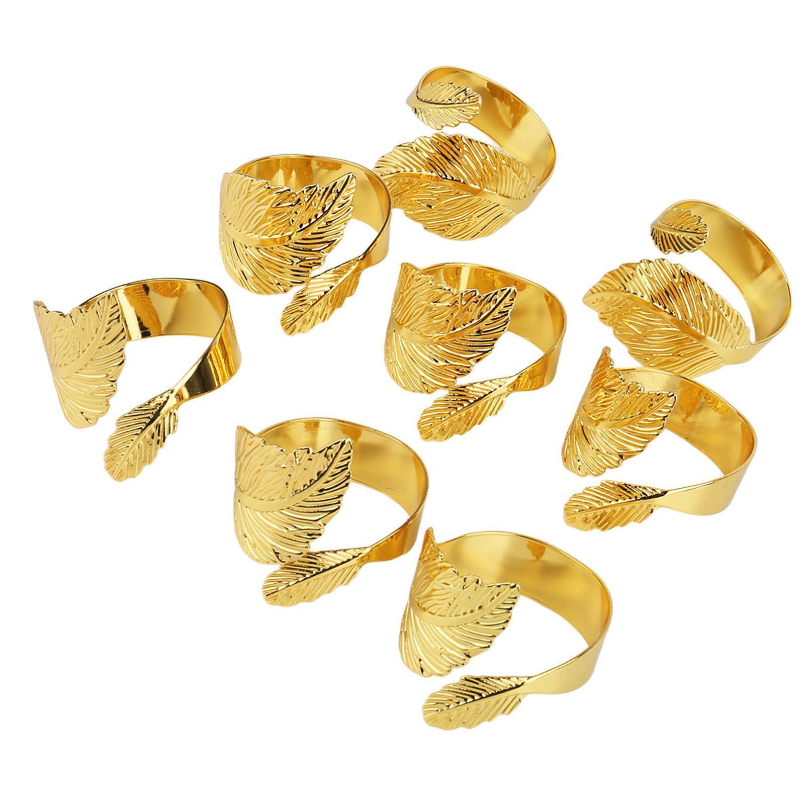 

8pcs Napkin Ring Set Exquisite Maple Leaf Electroplating Reusable Napkin Rings Buckles for Kitchen Dinner Party Golden