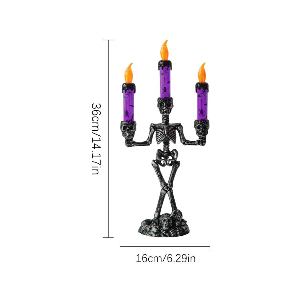Halloween Decor Candles LED Skull Flickering Flameless Candles Spooky Halloween Candlesticks Light Home Decoration For Party