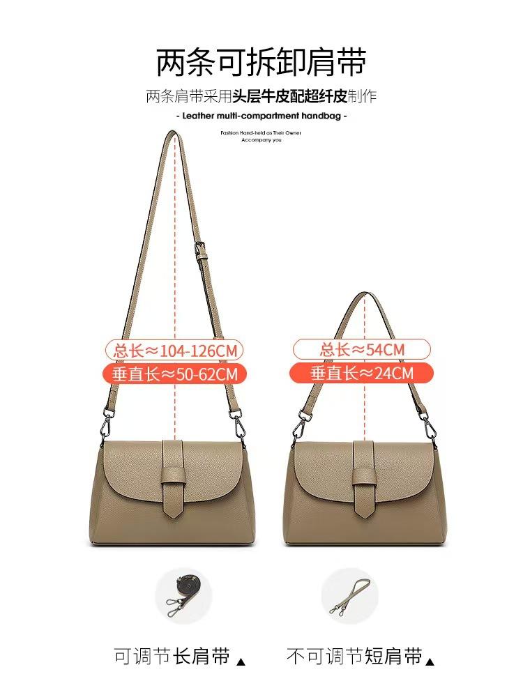 Genuine Leather Crossbody Bag for Women 2026 Lightweight Square Shoulder Bag Top Layer Cowhide Soft Underarm Bag for Mom