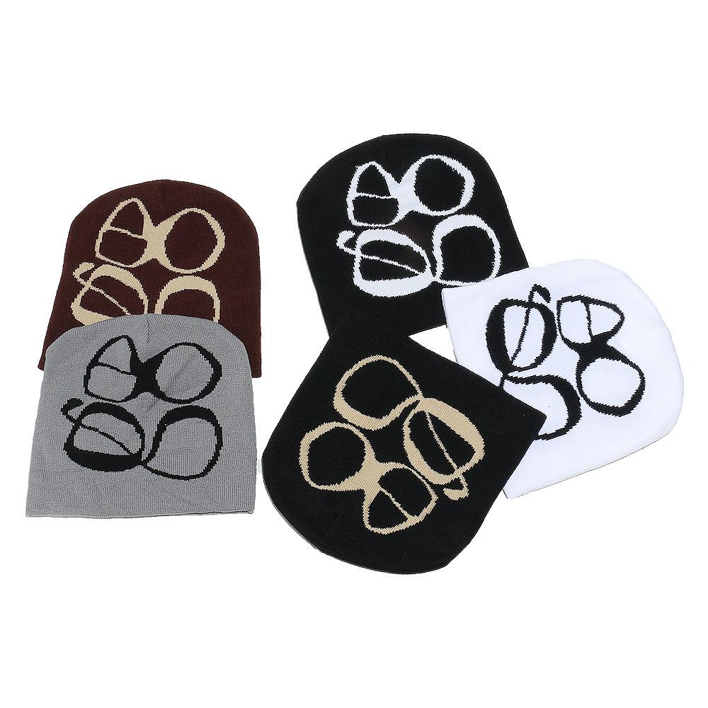 Y2K Strickmütze Gothic-Buchstaben Jacquard Kaltmütze Brillen Jacquard Pullovermütze Thermostrickmütze