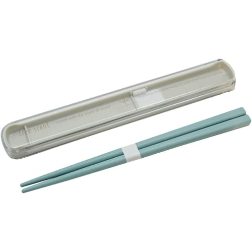 OSK Hinoki No Pla Chopstick Box Set with Pull-Lid, Navy, HS-16
