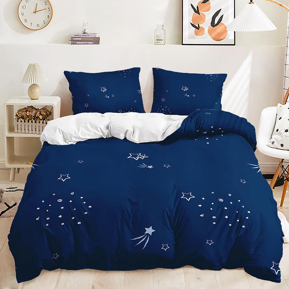 Quilt Cover Cartoon Planet Bed Cover Pillowcase Digital Printing Bedding Three-Piece Set
