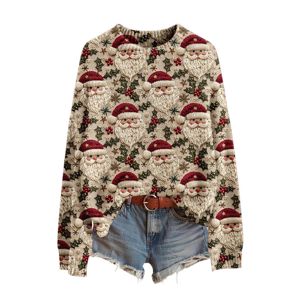 Women's Funny Women's Christmas Sweater R-Neck Christmas Jumper Christmas Outfit Ugly Sweatshirt Christmas Costume