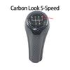 Carbon Look For BMW 1 3 5 6er E46 E53 E60 E61 E63 E81 E82 E83 E84 E87 E90 E91 E92 Car 5 6 Speed Leather Gear Silver Shift Knob