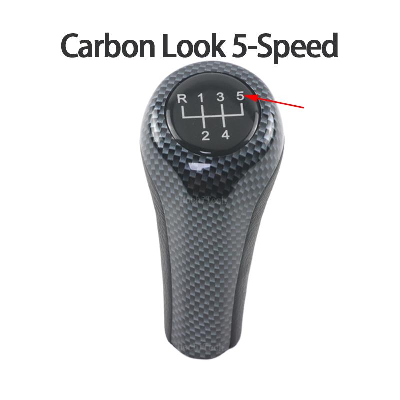 Carbon Look For BMW 1 3 5 6er E46 E53 E60 E61 E63 E81 E82 E83 E84 E87 E90 E91 E92 Car 5 6 Speed Leather Gear Silver Shift Knob
