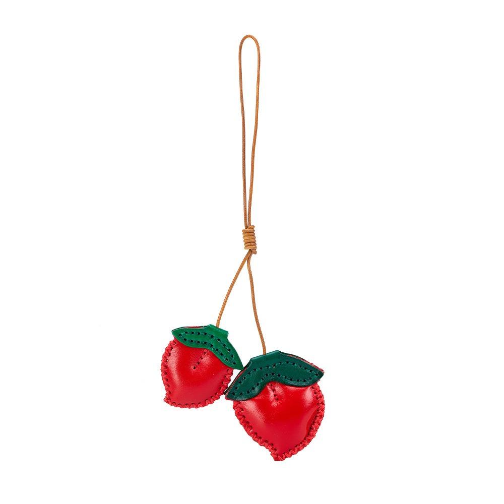 Pear Fruit Pendant Strawberry Bag Pendant Multi-color Leather Keychain  Car Accessory