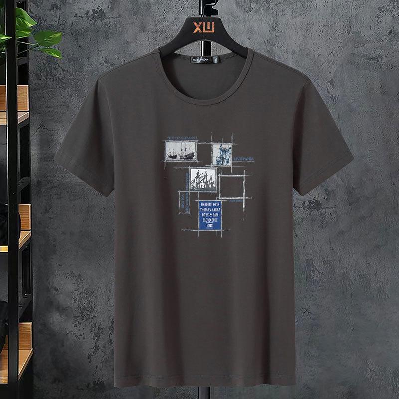 Мужская летняя эластичная мужская хлопковая футболка с короткими рукавами — фото 9