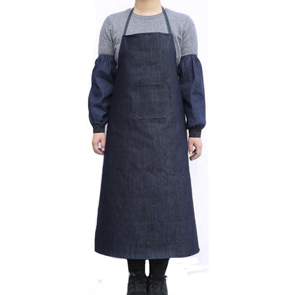 With Pockets Denim Aprons Waterproof Kitchen Work Clothes Long Cooking Aprons  Man/women