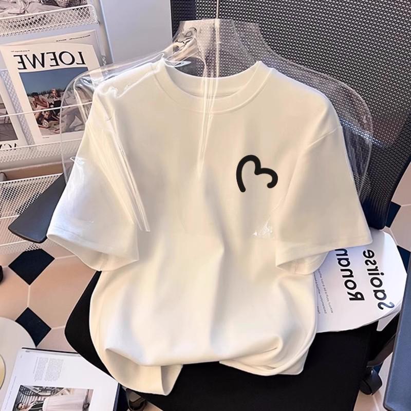 Stylish Women's White Cartoon Round Neck Short Sleeve Loose T-shirt for Summer 2026