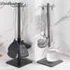8 Hooks Rotating Spatula Rack Movable Stable Base Pot Shovel Rack Anti Slip Space Saving Cooking Utensils Holder for Kitchen