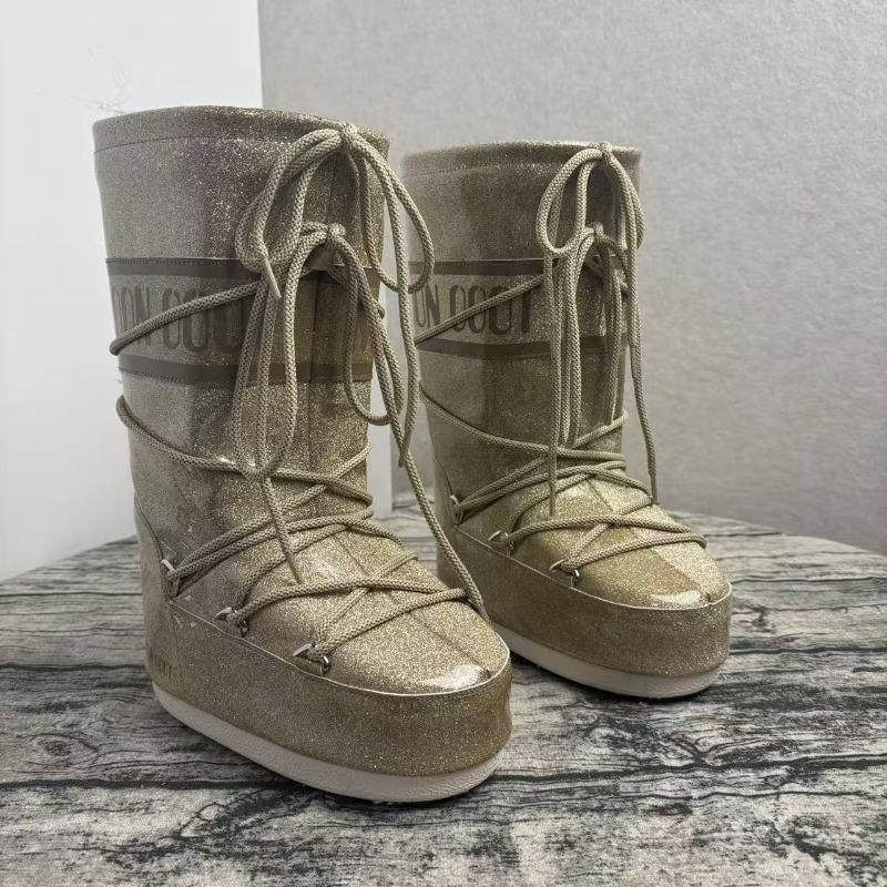 Winter Samt warm rutschfest Schneestiefel Damen Lang Mondstiefel