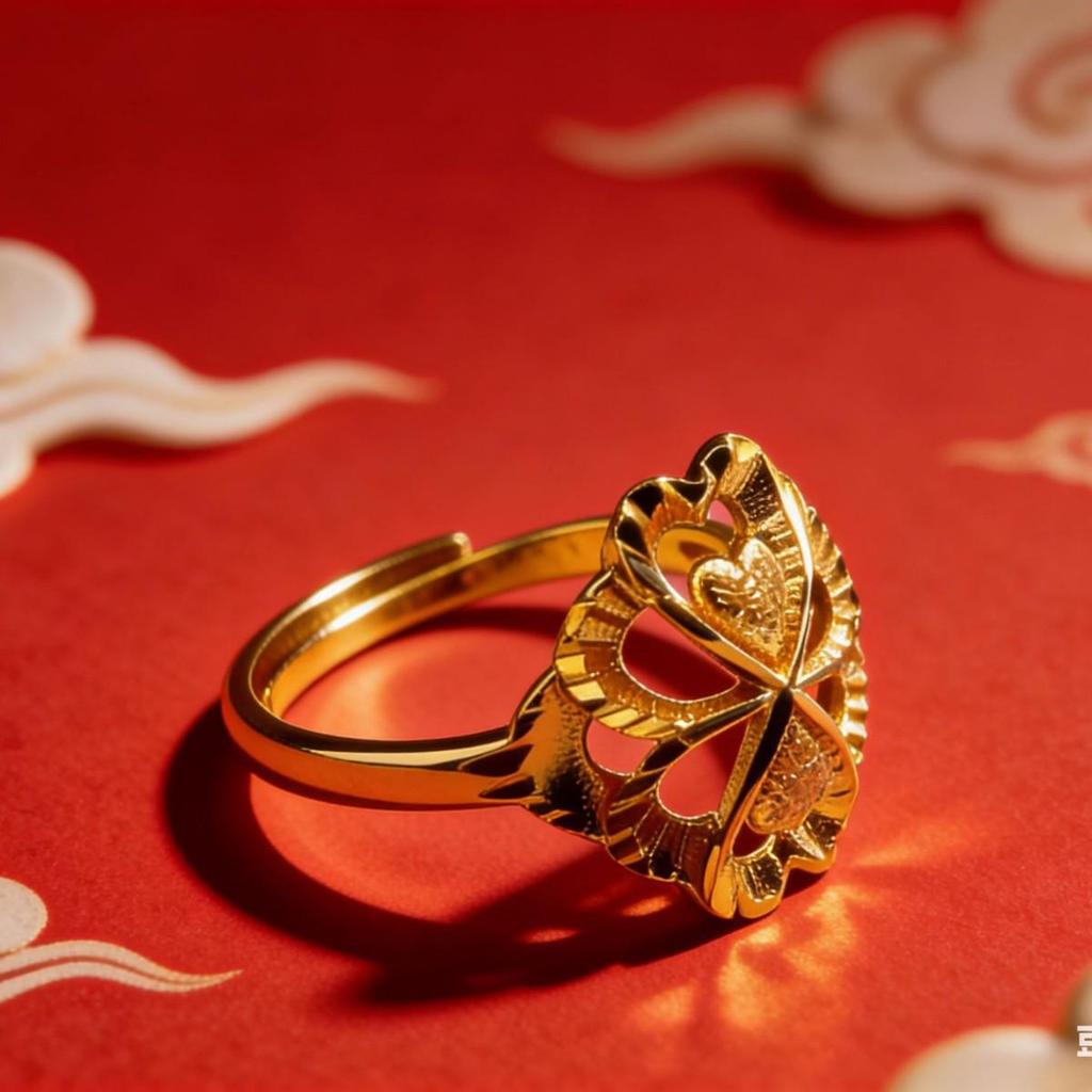 Elegant Vietnam Sand Gold Flower Open Ring for Women