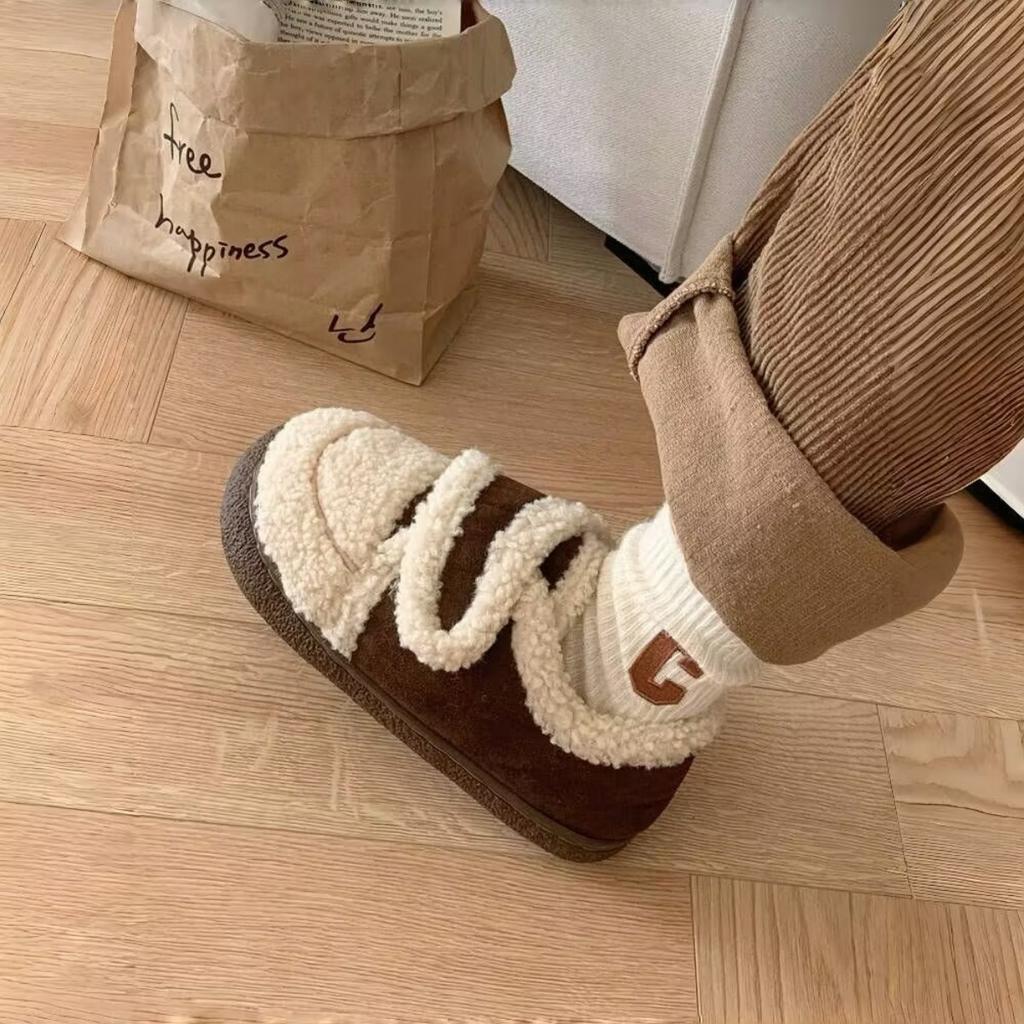 Baumwollschuhe mit gepolsterten Absätzen, Damenschuhe, Schuhe mit dicken Sohlen, Warme Schuhe, Outdoor-Schuhe, Wildlederschuhe, Baumwollpantoffeln