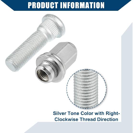 No.90942-02049/90942-01058 M12-1.5 Wheel Stud Bolts for Lexus for Toyota for Scion/Front Rear Left Right Wheel Lug Stud/Alloy Steel 14.20mm Knurl