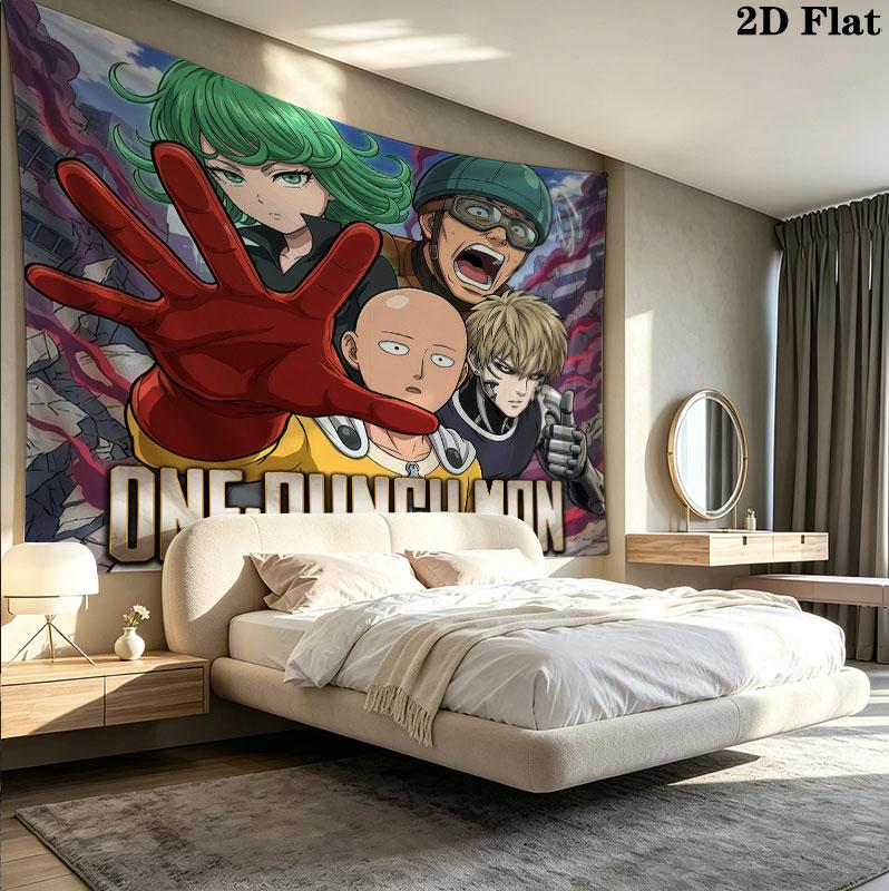 Onepunch Man Wall Tapestry Aesthetic Wall Hanging Printed Fabric Blanket Decorative Tapestries For Bedroom Living Room Home Decor