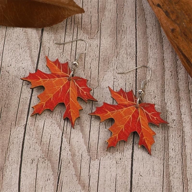 Autumn Maple Leaf Dangle Earrings Orange Earrings Novelty Plant Jewelry for Women and Girls Nature Series Present