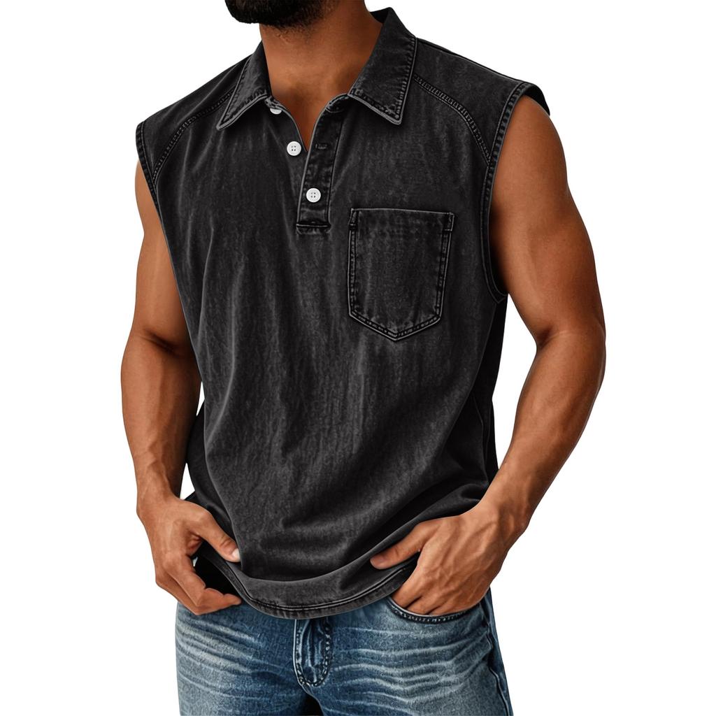 Men's Summer Color Pocket Sports Buttons Vest Men's Sports Casual Vest
