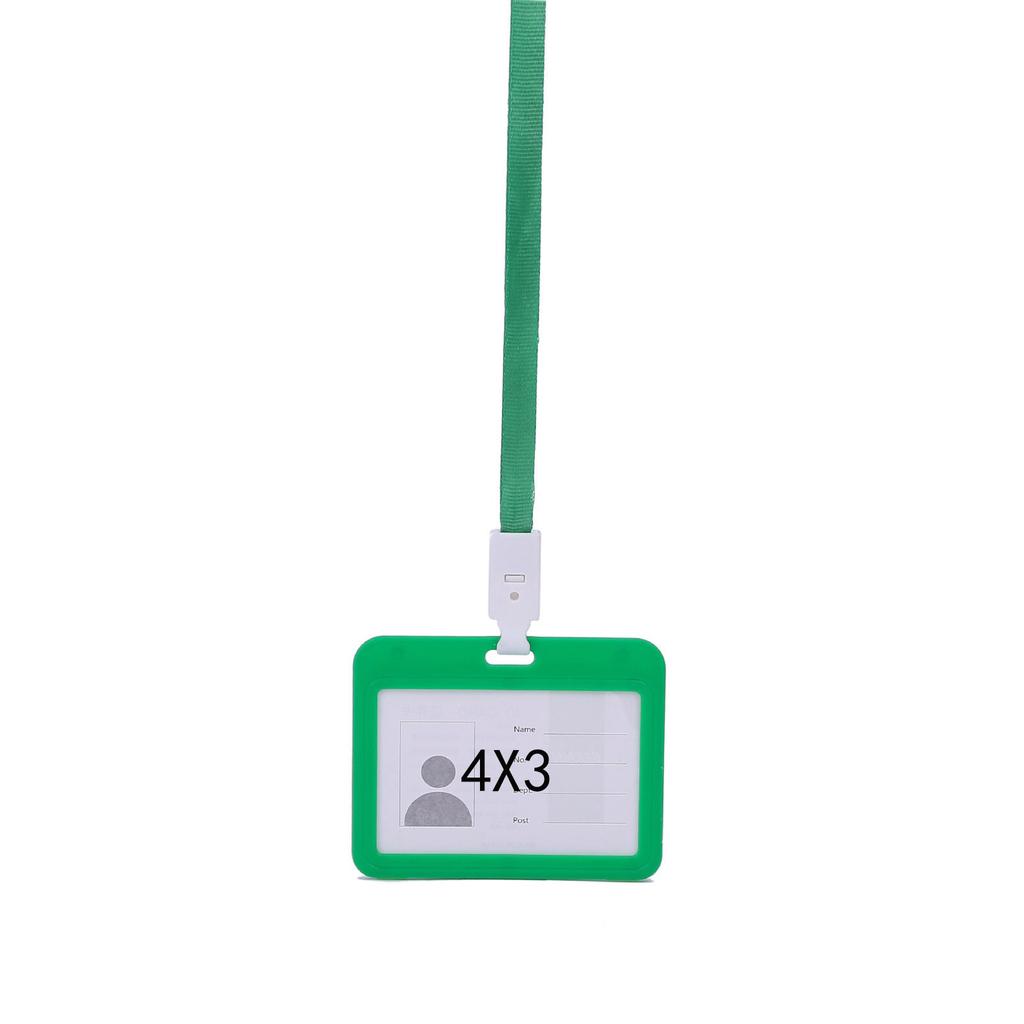 Card Protector 4 X 3 Inches With Lanyard Transverse Clear PP Plastic Card Holder