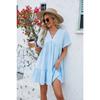 Summer Women's Dress New Solid Color V-Neck Loose Pleated Dresses