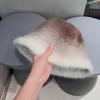 Gradually change color bucket hat female autumn and winter rabbit hair winter bucket hat plush warm furry hat advanced sense