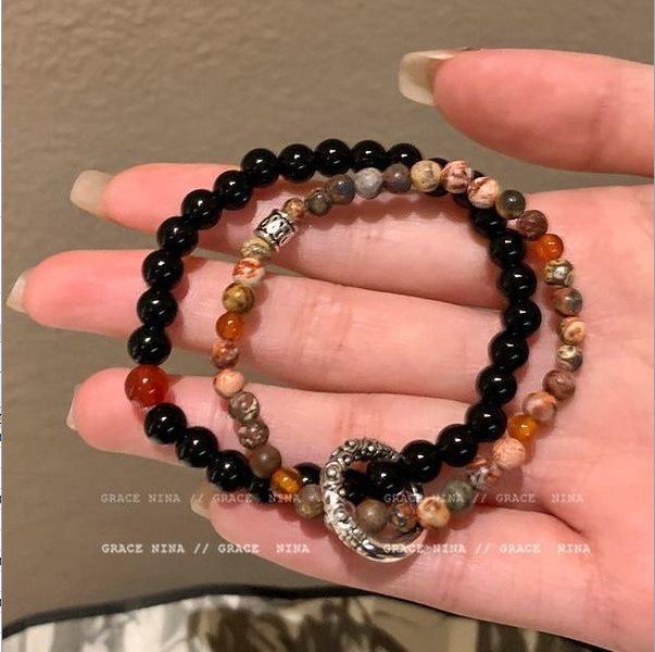 

2024 New Niche Chinese Crackle Glass Beaded Bracelet: Ancient Style, Safety Buckle, Women s Design
