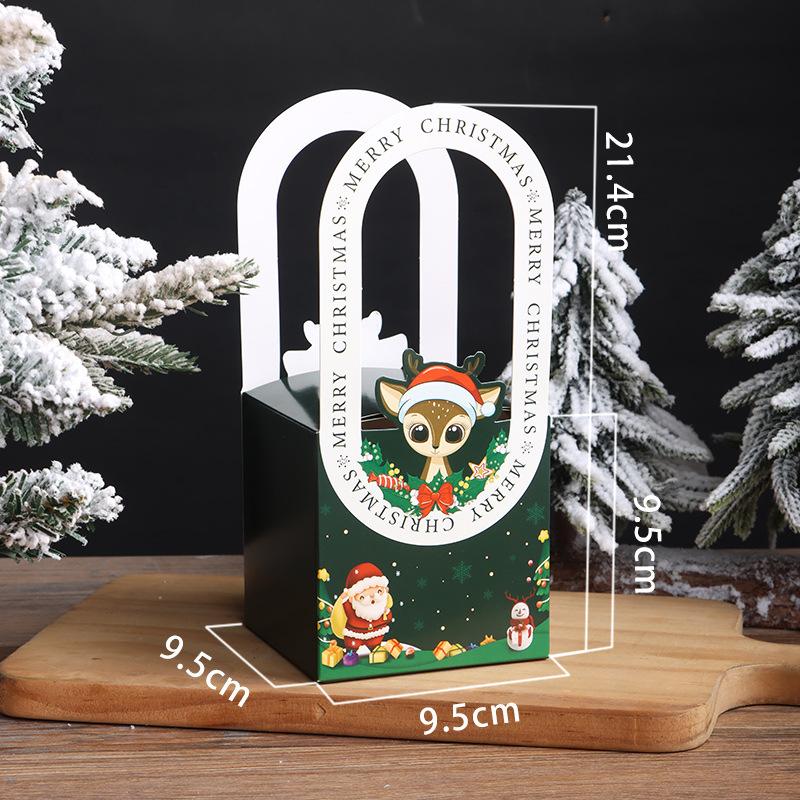 20pcs Christmas Gift Boxes Christmas Santa Treat Boxes with Handle Paper Party Favor Boxes Folden Storage Box for DIY Decor Family Gatherings