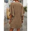 New Solid Color V-neck Ruffle Sleeve Loose Straight Casual Dress for Women, European & American Style Crossbody Dress