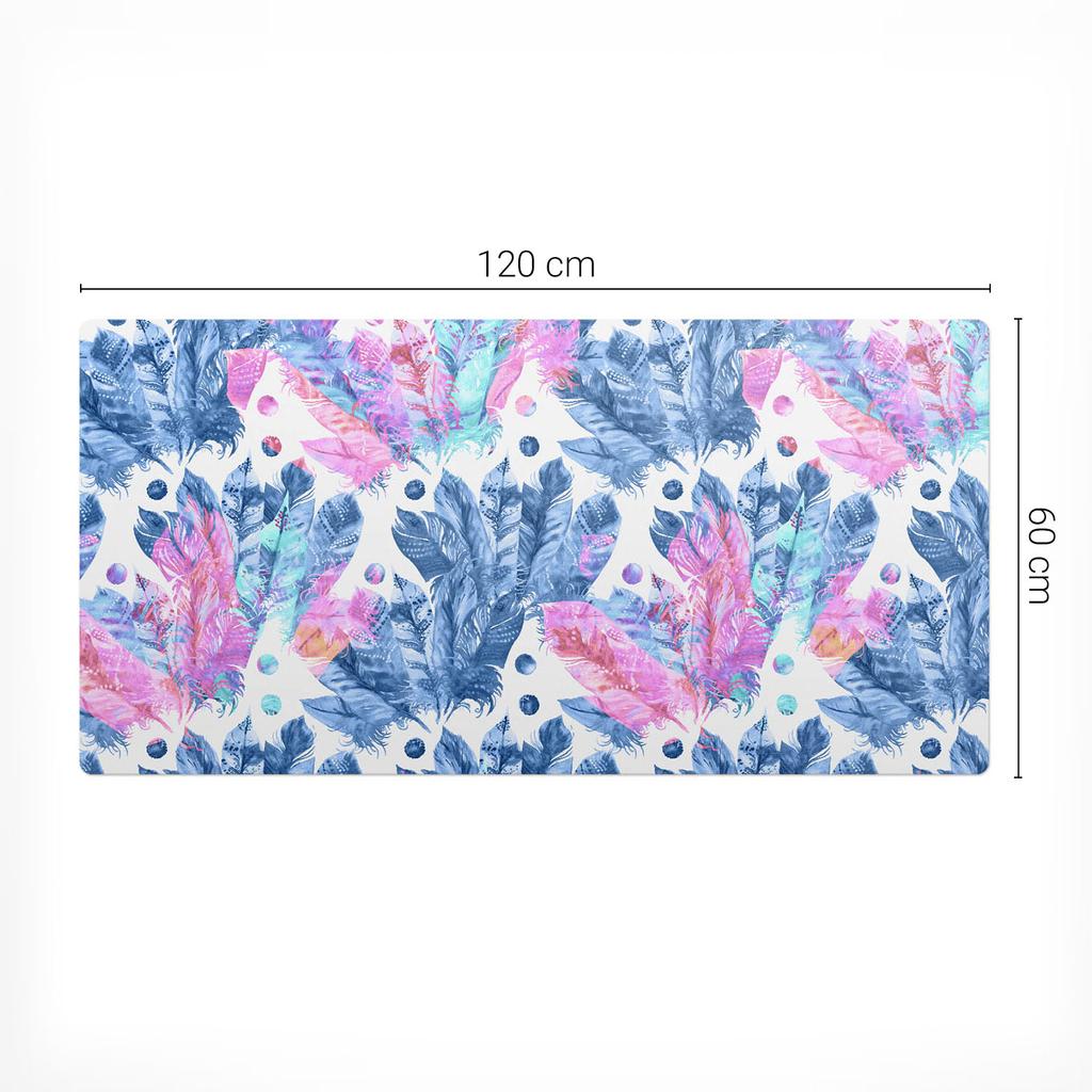 Non-slip Protective Desk Mat with Feather and Dot Pattern 120X60 Cm