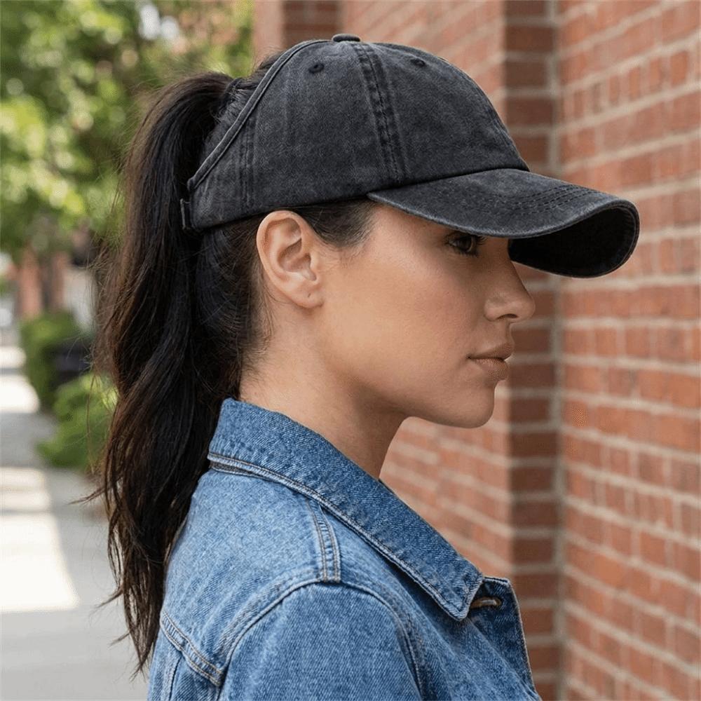 Adjustable Washed Baseball Cap Solid Color Sun Protection Peaked Hat Visor Cap Empty Top Hat Girl
