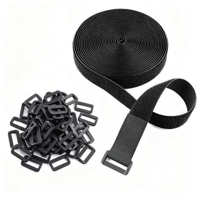 Hook and Loop Straps with 24 Buckles Adjustable Reusable Cable Strap Arbitrarily Free Cut Length Fixing Nylon Cinch Strap