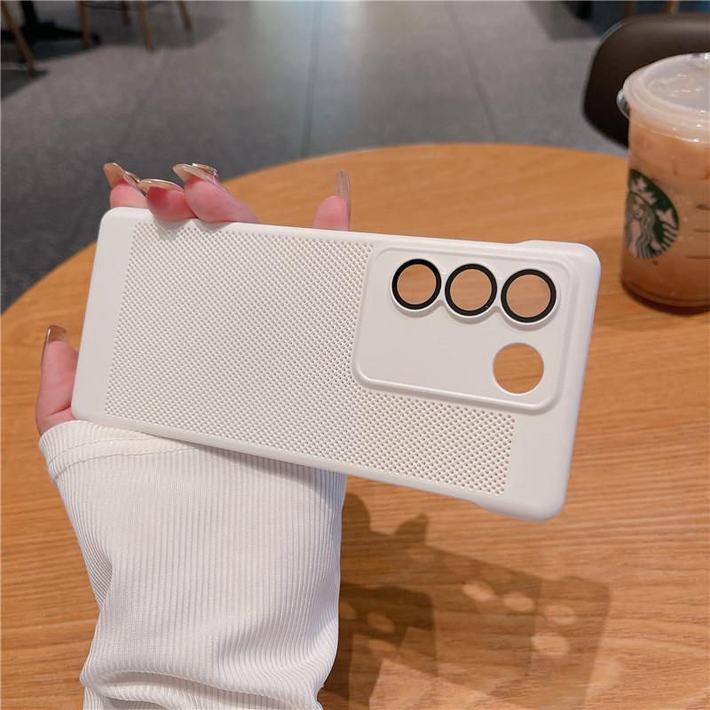 Frameless Heat Dissipation Case With Lens Film For Vivo S18 S17 S17t S16 Pro Breathable Cooling Grid Hard PC Cover Back Shell Protector