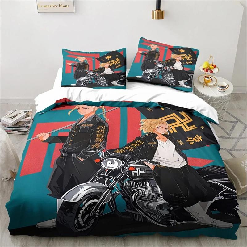 Anime Tokyo Revengers Ryuguuji Ken Sano Manjiro Bettbezug Cartoon Bettwäschesets Bettset Steppdecke Bettdeckenbezüge Heimtextilien