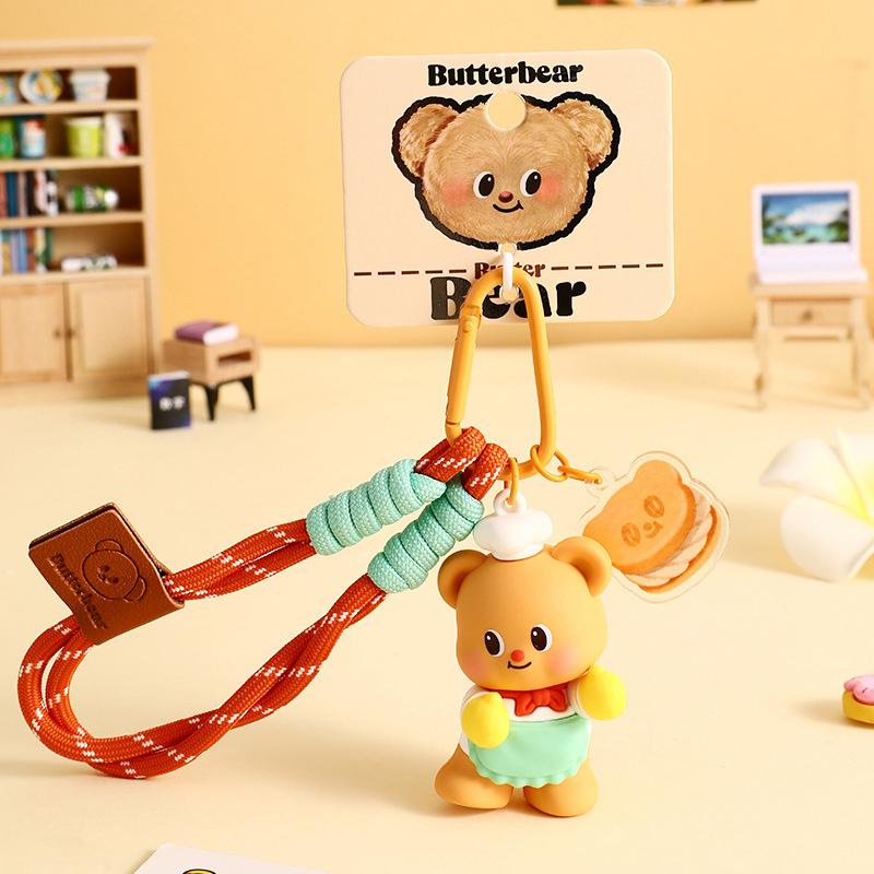 Cartoon Cute Butter Bear Keychain Pendant  Car Keychain Novelty Exquisite Kawaii Backpack Decoration Accessories Gifts