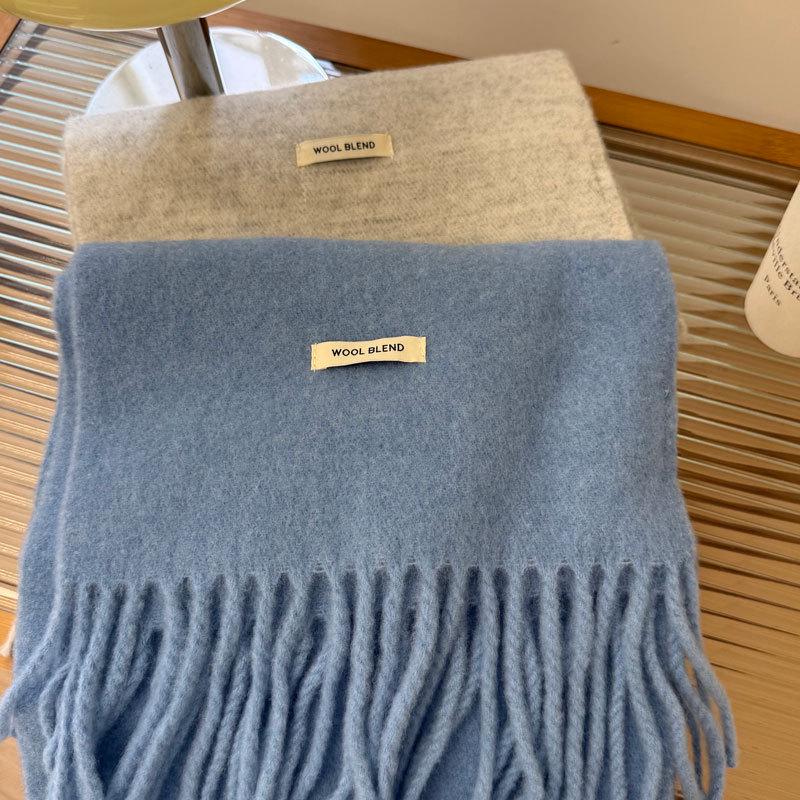 Morandi Color Wool Blend Scarf - Solid Color Series for Autumn/Winter
