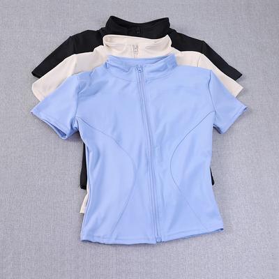 Dameskleding Zomer Nieuwe Aankomst Slim Fit T-shirt Sport Korte Mouw Jas met Rits Professionele Hardlopen Pilates Fitnesskleding