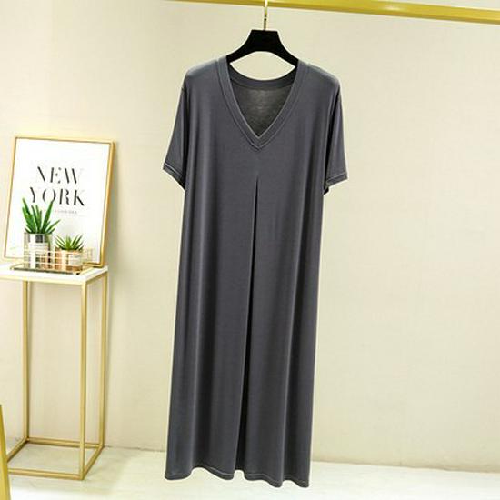 

Женское повседневное летнее платье из модального хлопка с V-образным вырезом, плиссированными короткими рукавами и расклешенным силуэтом Extra Large